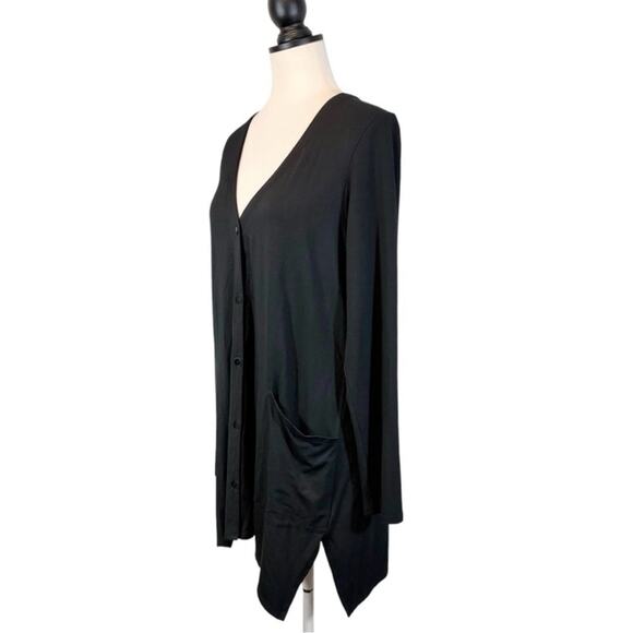 J. Jill Wearever Rayon Cardigan V-Neck Medium Black Pockets Lagenlook - Picture 3 of 7